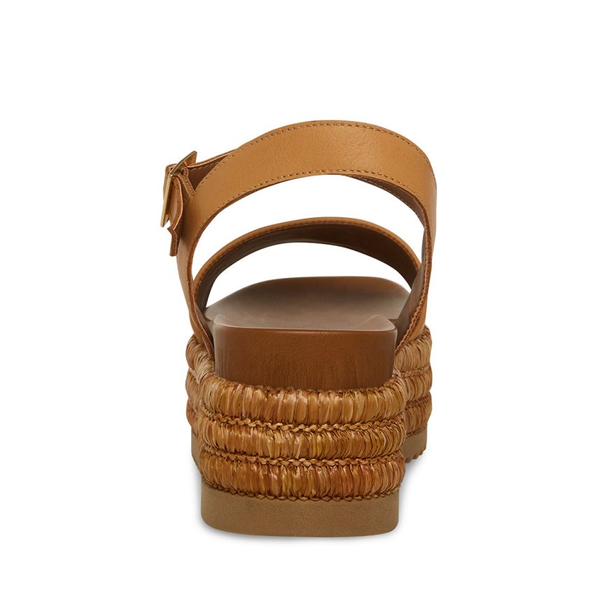 Sandalias de Plataforma Steve Madden Riley Cuero Mujer Marrones | ES OX2380